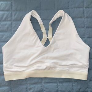 Fabletics White Racerback Sports Bra Seamless Design